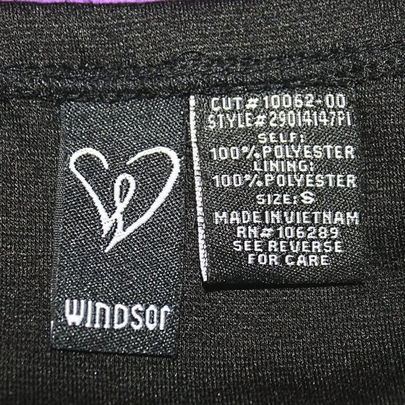 WINDSOR Dress Strapless Sequin Bustier Black Sheer High Low Purple Small - Picture 7 of 13